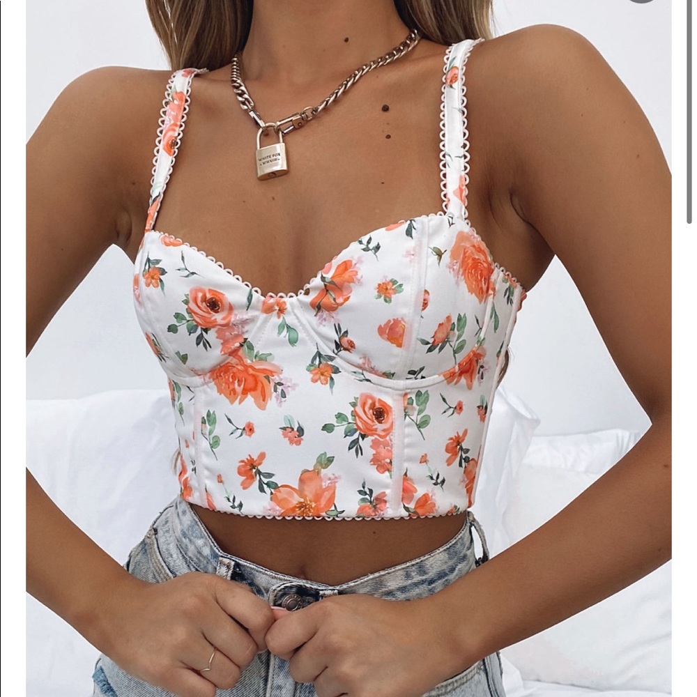 Brand New White Fox Bustier Top